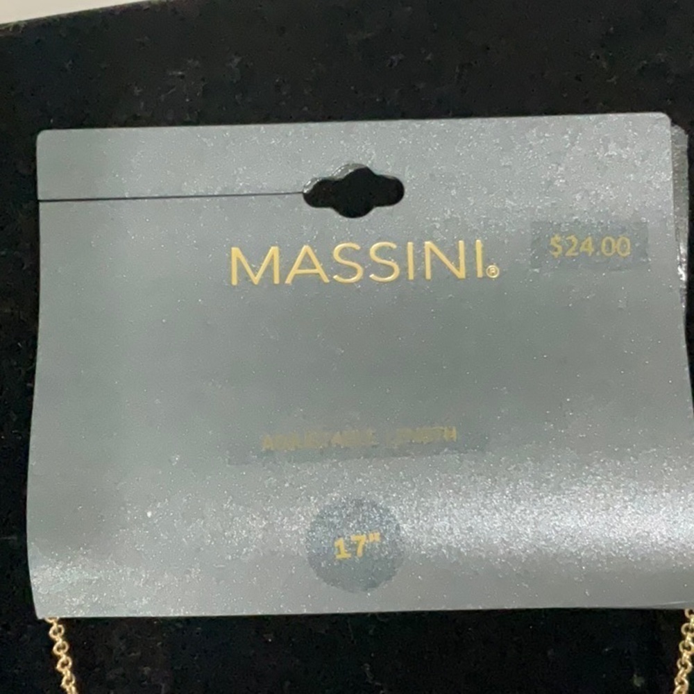 Massini NWT Baby Blue Bliss Rhinestone & Goldtone Adjustable Size Necklace, 17” - Picture 3 of 4